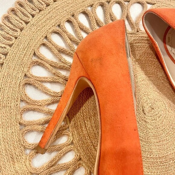 Alice + Olivia Dina Suede Pumps Orange Size EU 37.5 - Picture 6 of 12